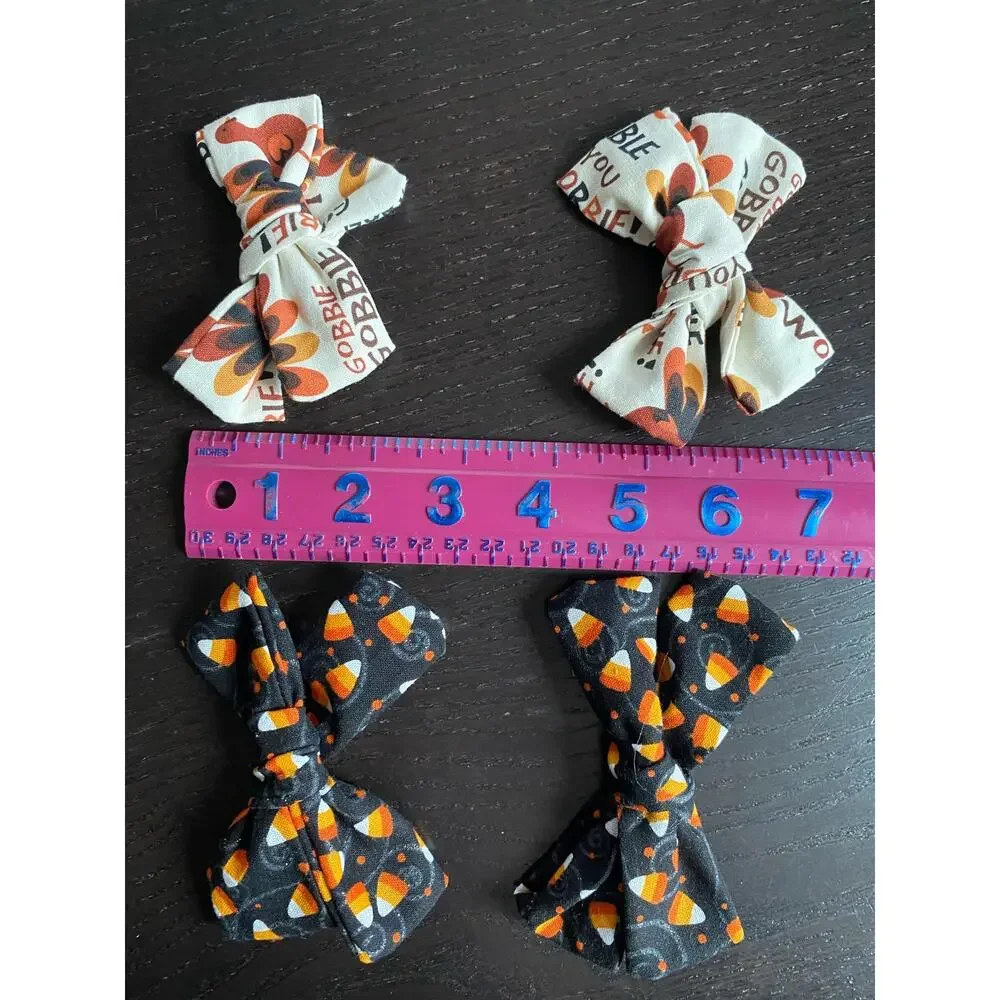 Handmade Halloween and Thanksgiving Piggy Bow Sets- Turkey and Candy Corn